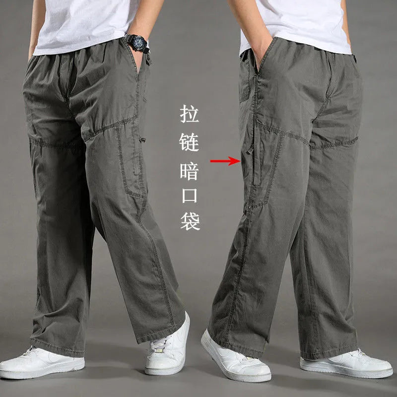 Pantalón cargo holgado de algodón para hombre