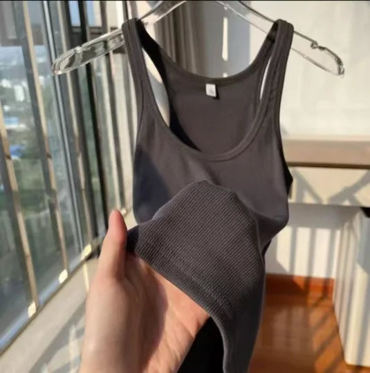 Camiseta de tirantes de canalé básica para mujer