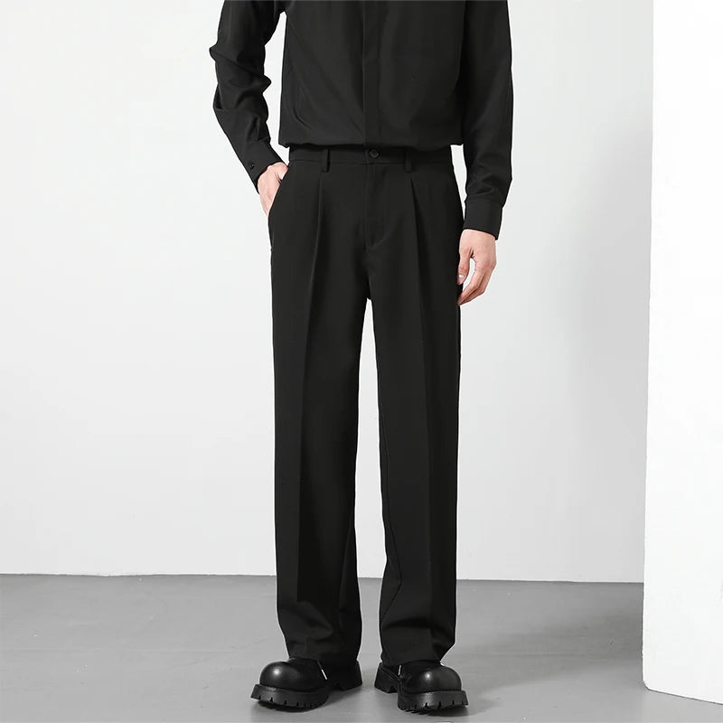 Pantalón de traje holgado de pierna recta para hombre