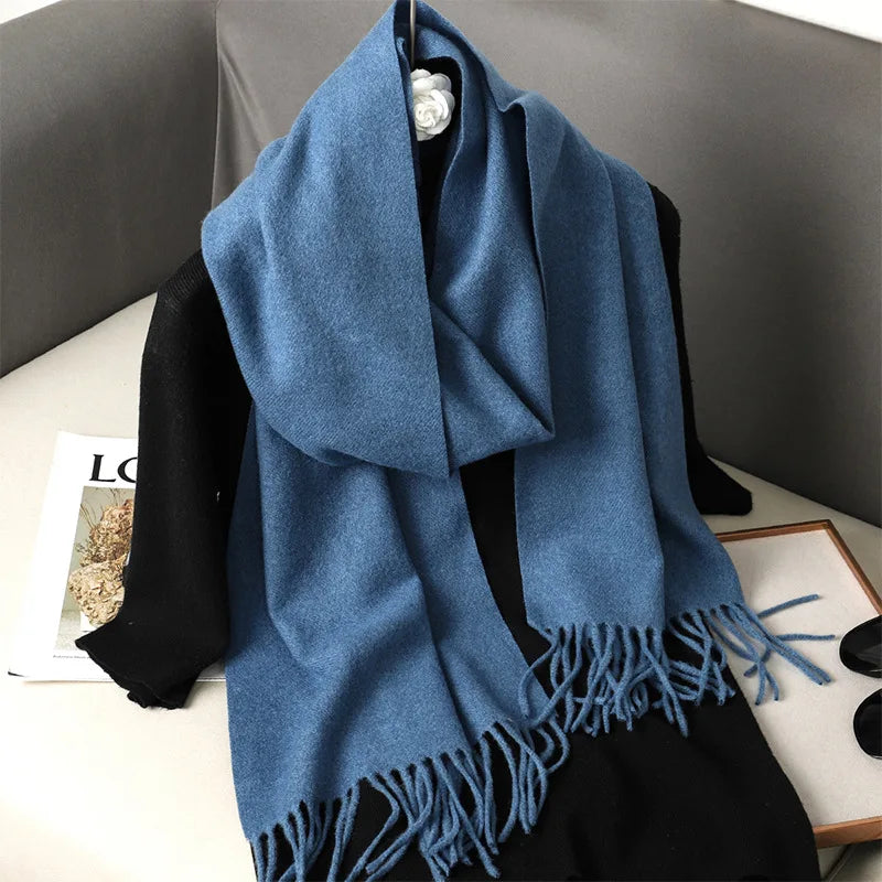 Bufanda de invierno lisa tacto cachemira