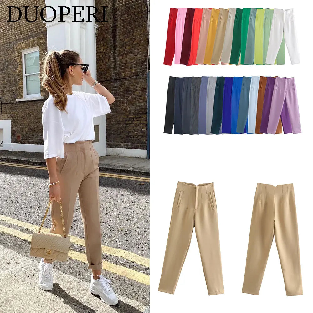 Pantalón de tiro alto básico en colores