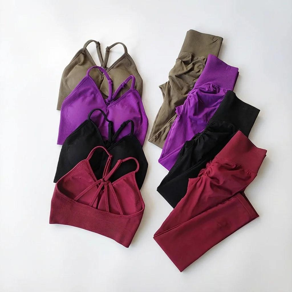 Conjunto deportivo: sujetador y mallas sin costuras