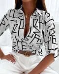 Blusa de rayas de manga larga estilo oficina