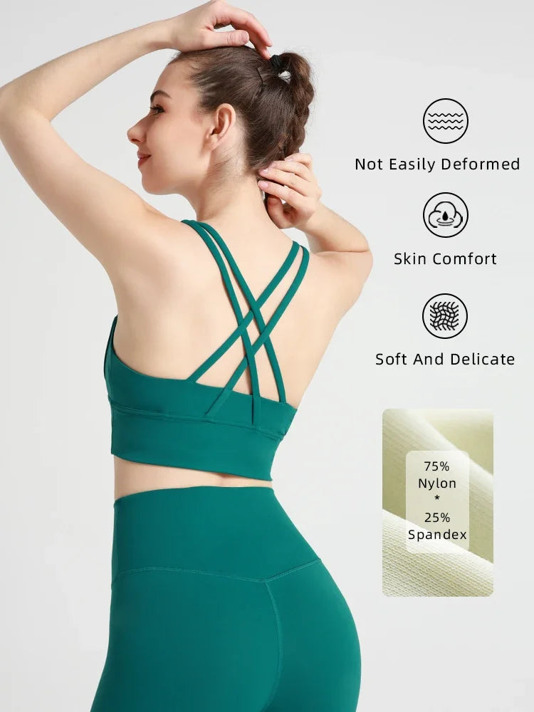Top deportivo de espalda cruzada para mujer