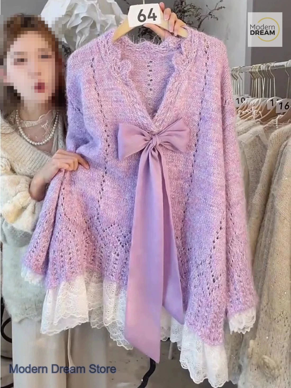 Jersey de punto holgado estilo francés para mujer (tallas grandes)