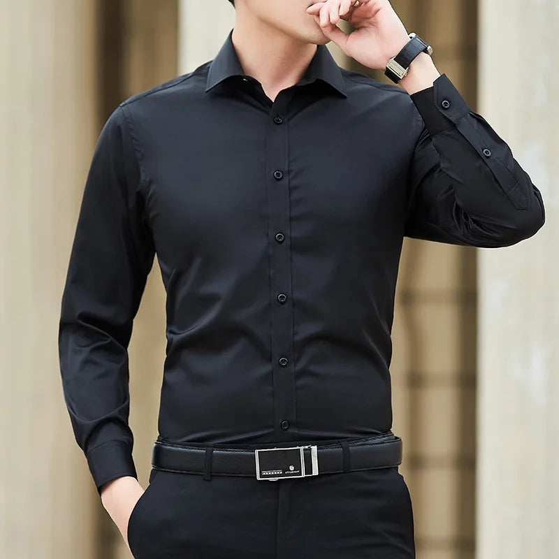 Camisa lisa de manga larga para hombre (hasta 8XL)