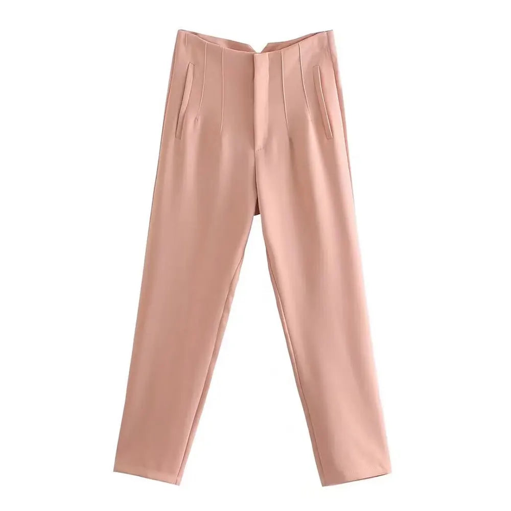 Pantalón de tiro alto básico en colores
