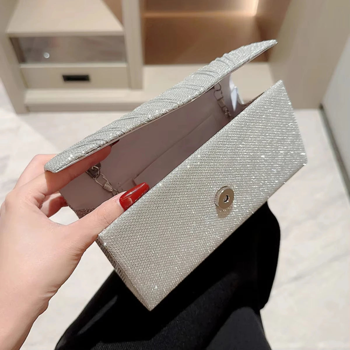 Bolso de fiesta brillante tipo cartera