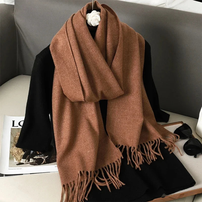 Bufanda de invierno lisa tacto cachemira