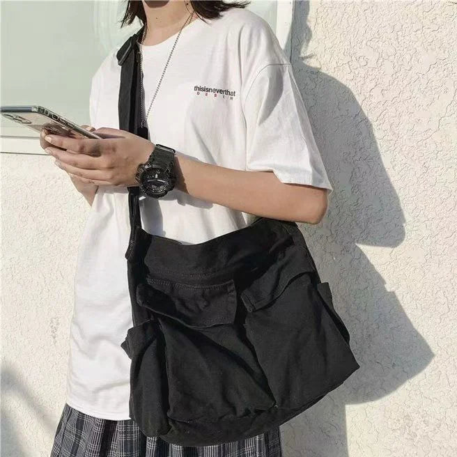 Bolso bandolera de lona de gran capacidad