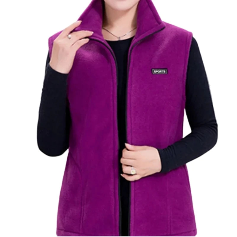 Chaleco polar sin mangas con cremallera para mujer (tallas grandes)
