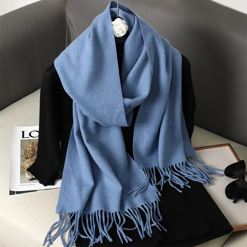 Bufanda de invierno lisa tacto cachemira