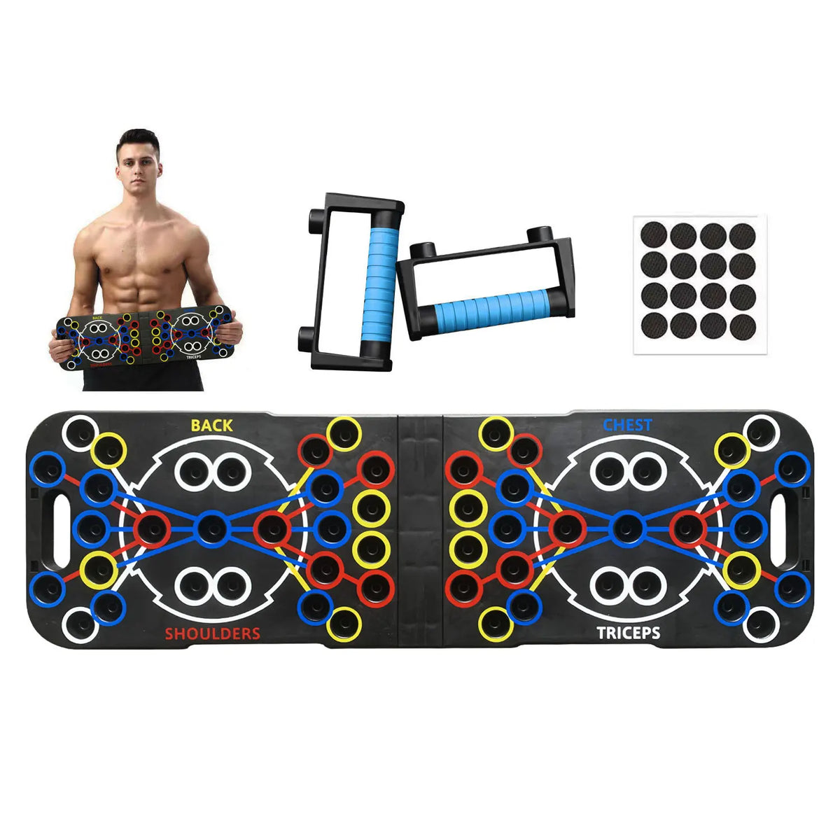 Tabla de flexiones plegable con asas