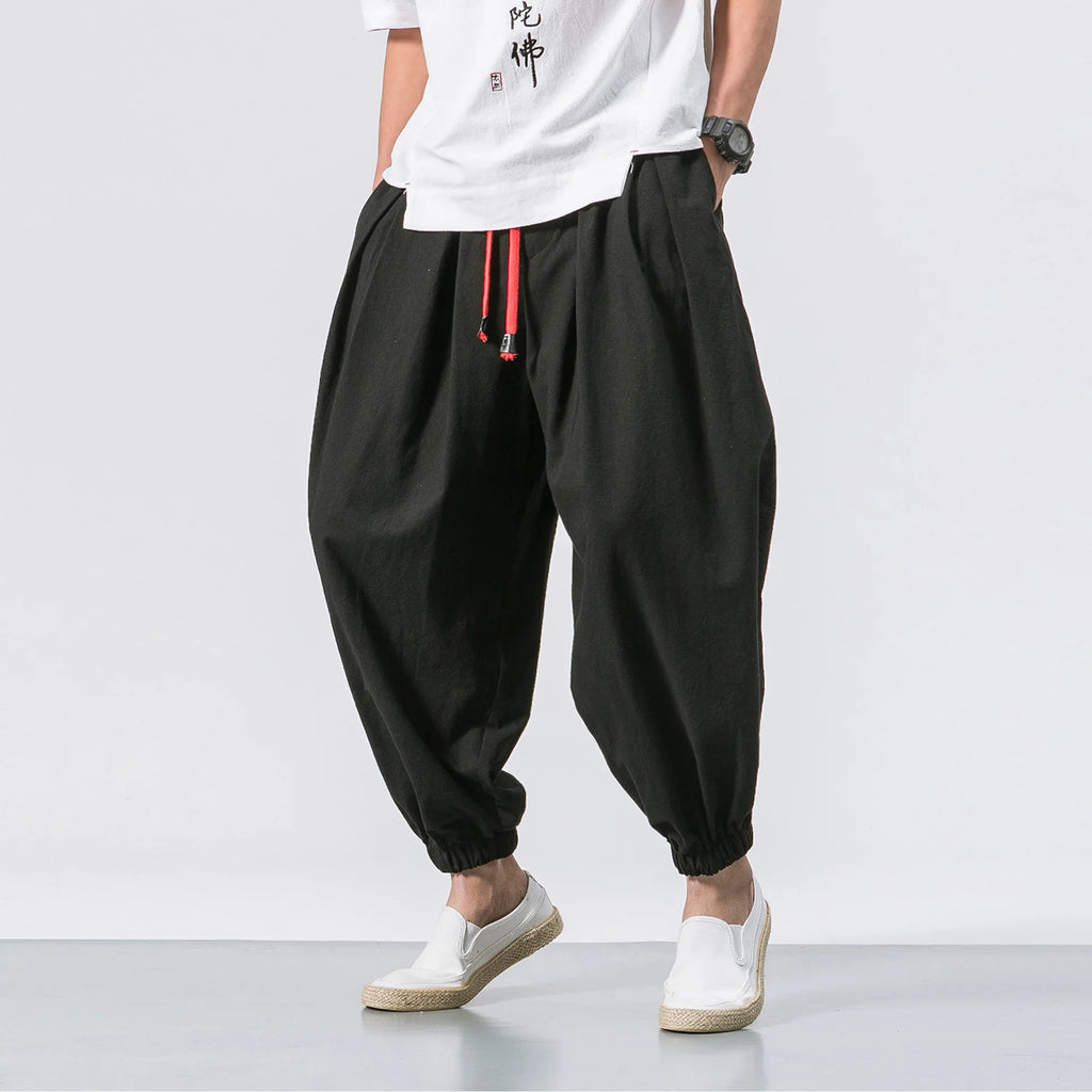 Pantalón holgado de lino para hombre (hasta 5XL)