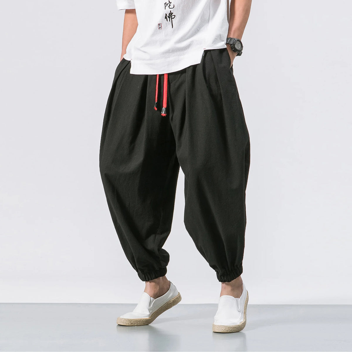 Pantalón holgado de lino para hombre (hasta 5XL)
