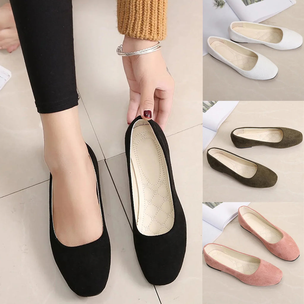 Mocasines de ante planos para mujer