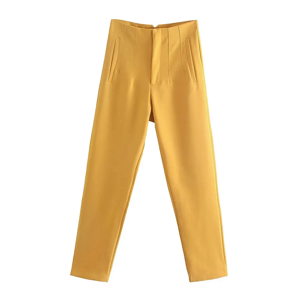Pantalón de tiro alto básico en colores