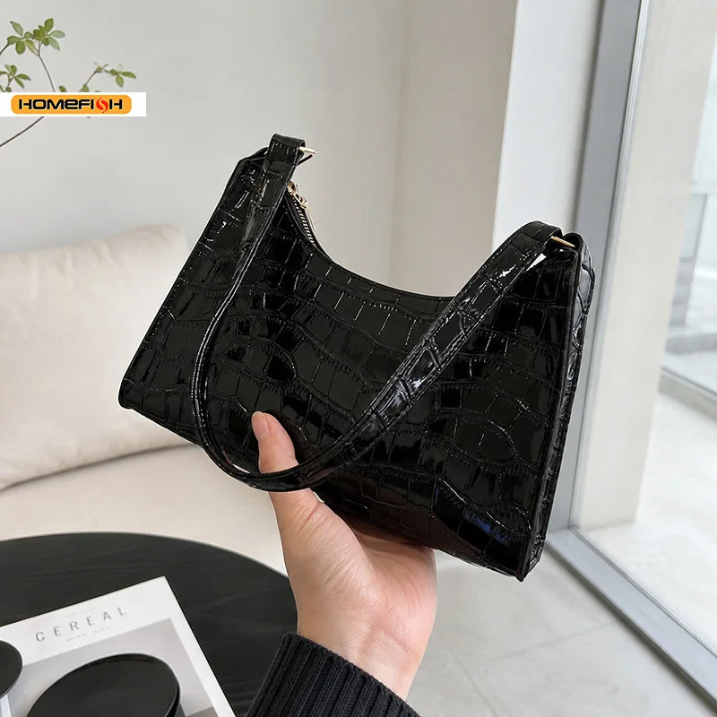 Bolso de hombro efecto cocodrilo
