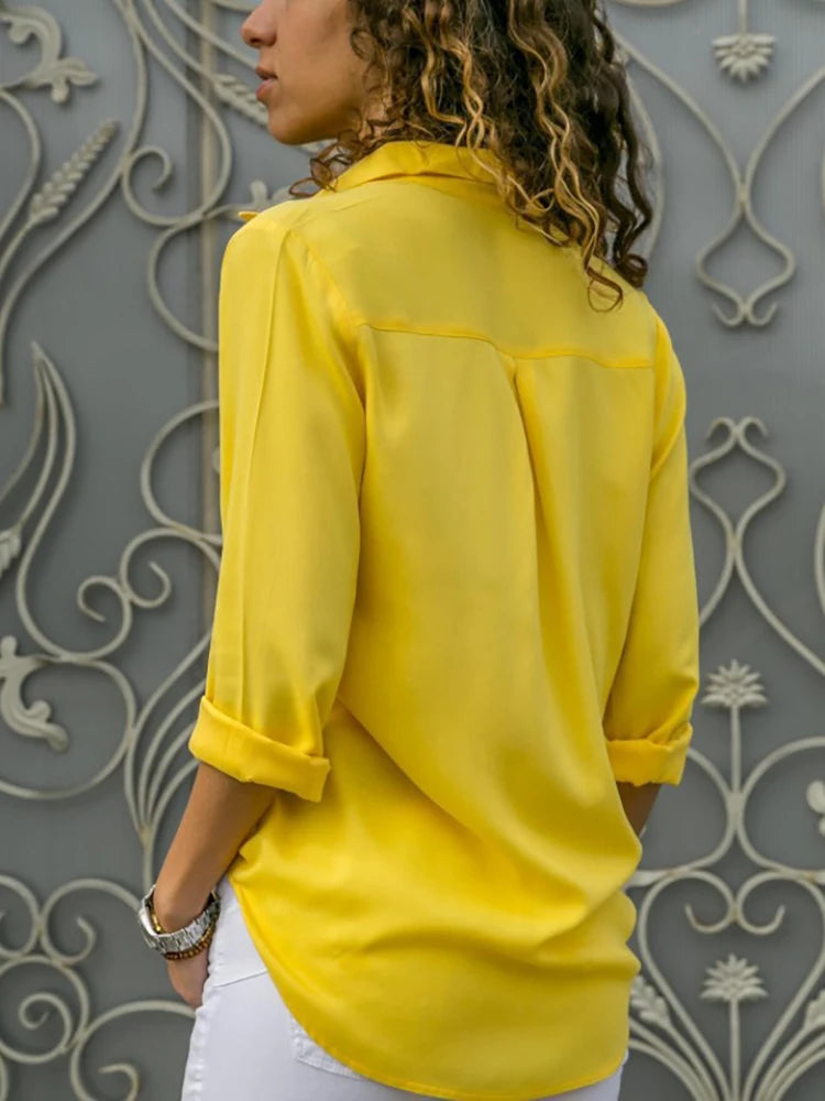 Blusa holgada de gasa de manga larga