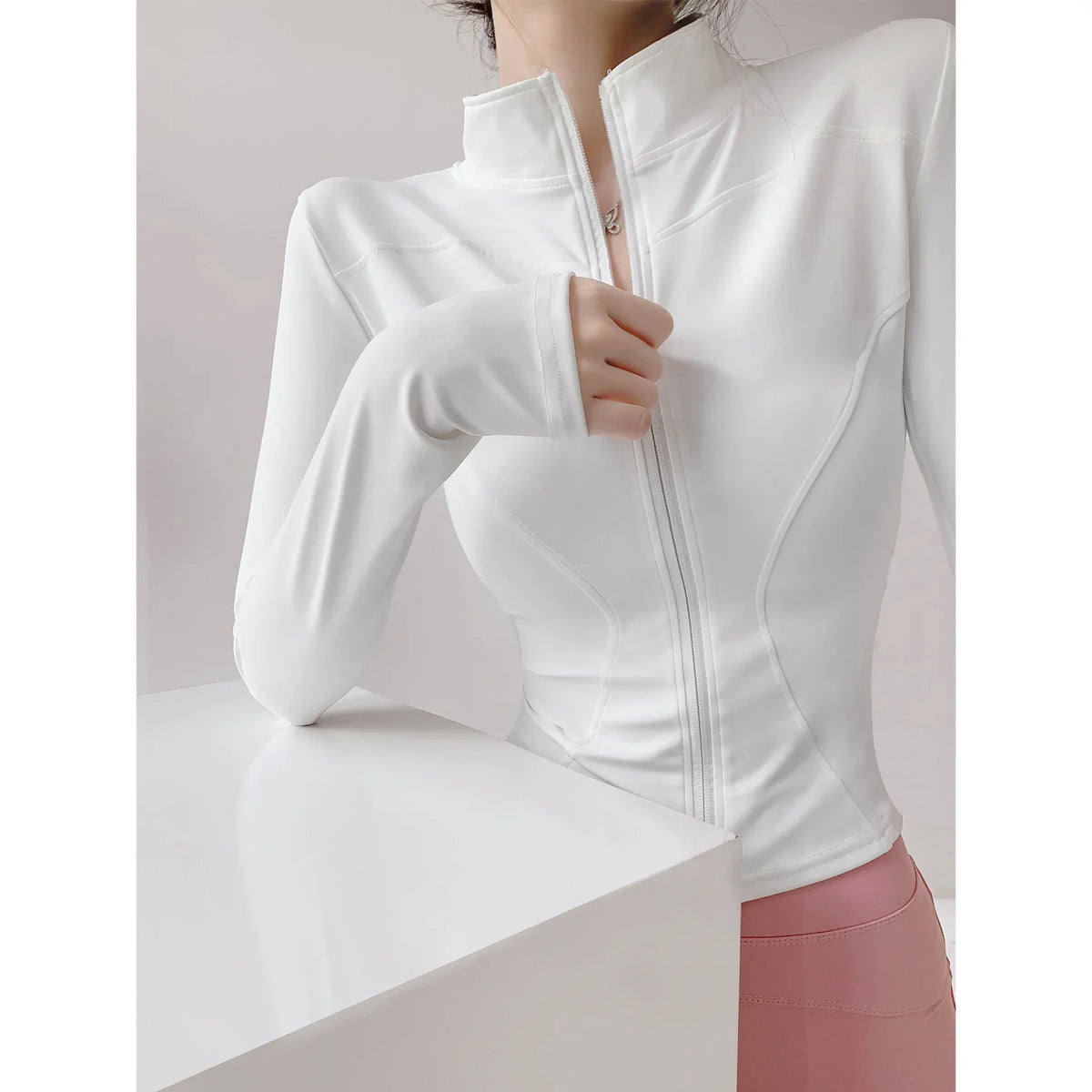 Chaqueta deportiva ajustada de secado rápido para mujer