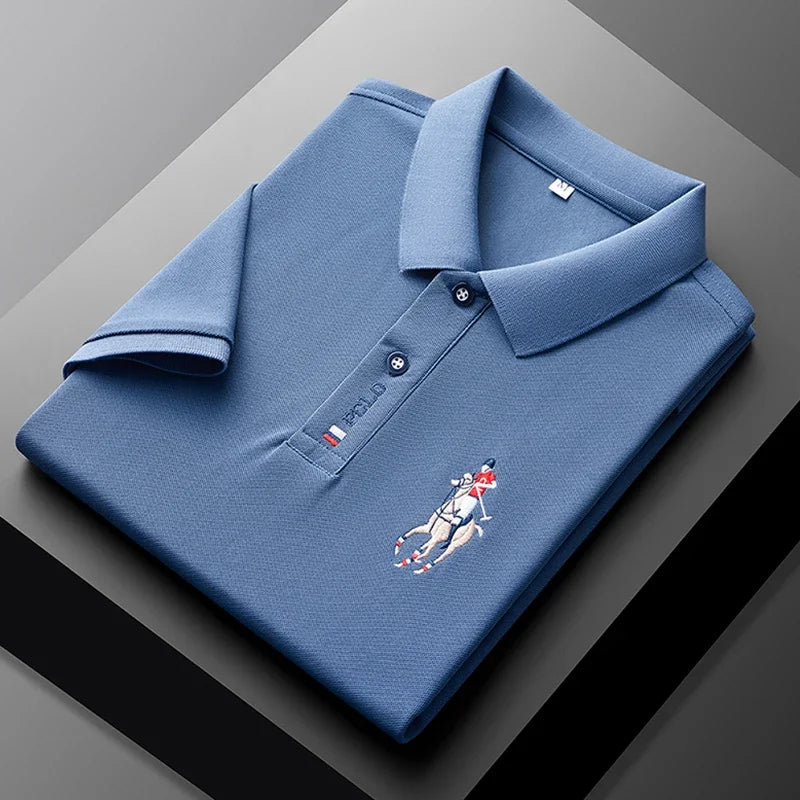 Polo bordado de manga corta para hombre