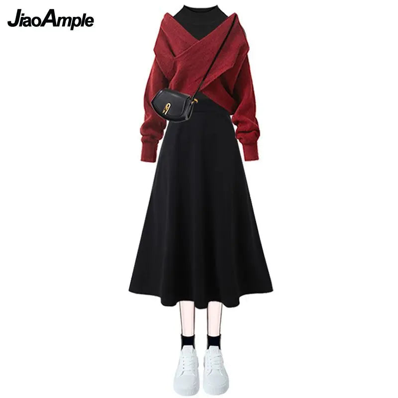 Conjunto elegante de jersey y vestido