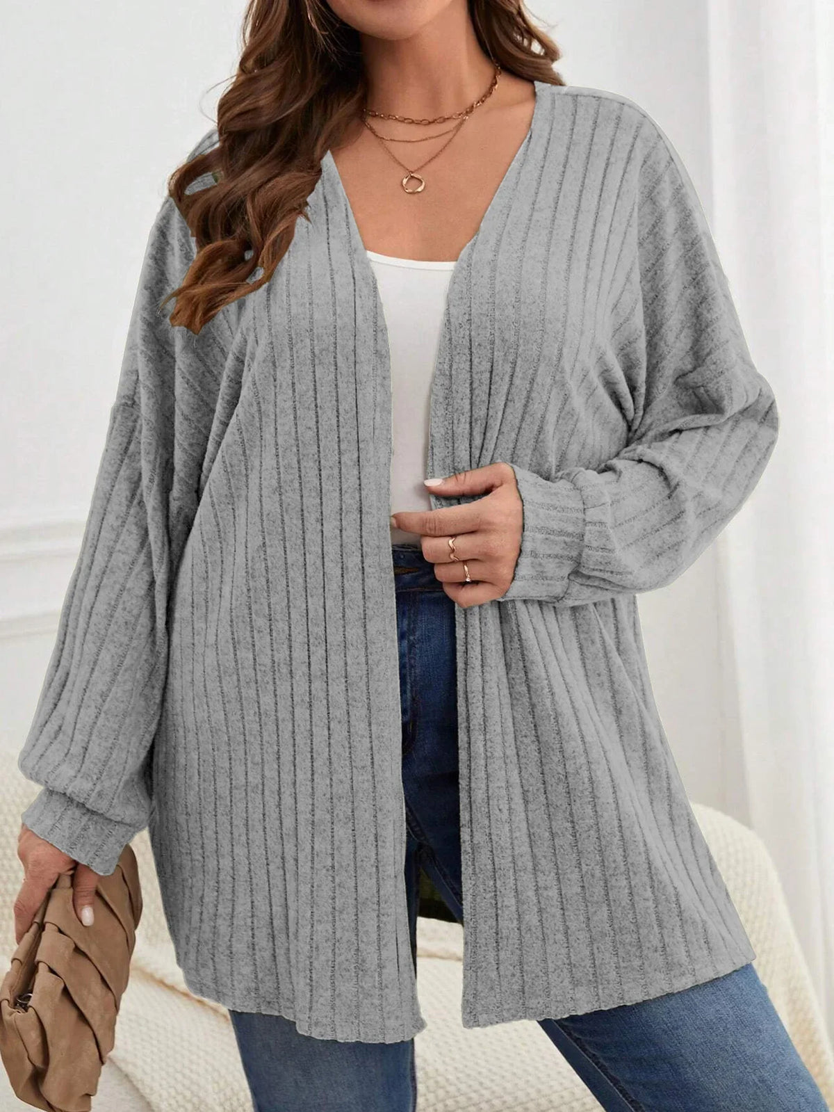 Cárdigan holgado de punto para mujer (1XL a 5XL)