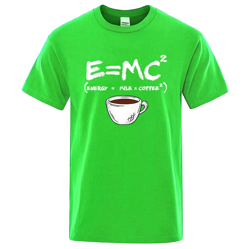 Camiseta divertida "Energy = Milk + Coffee" para hombre