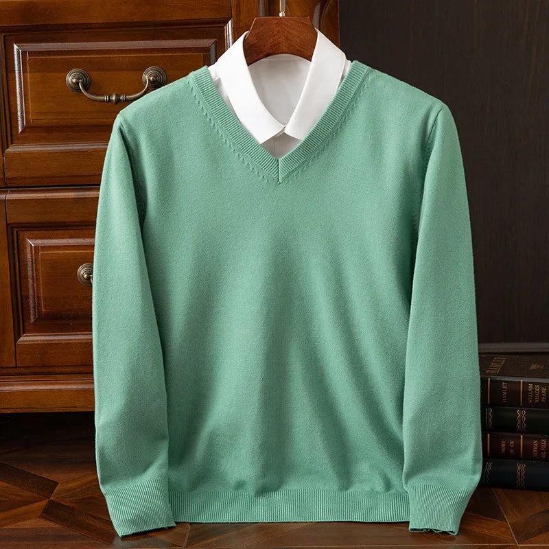 Jersey grueso de cuello pico para hombre