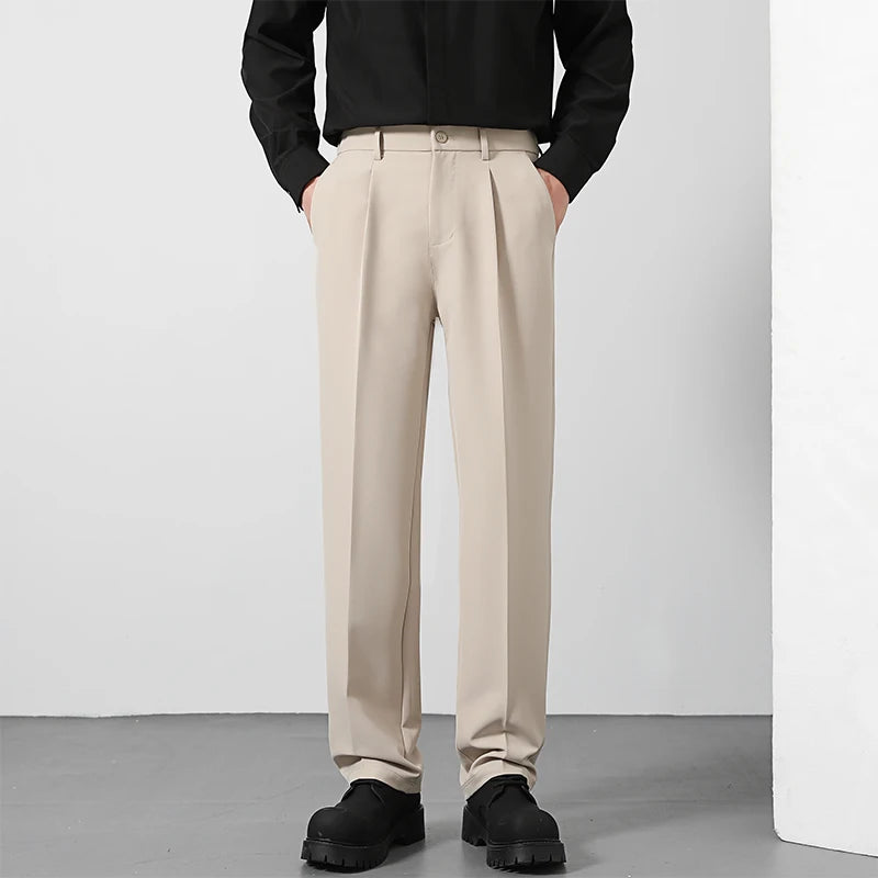 Pantalón de traje holgado de pierna recta para hombre