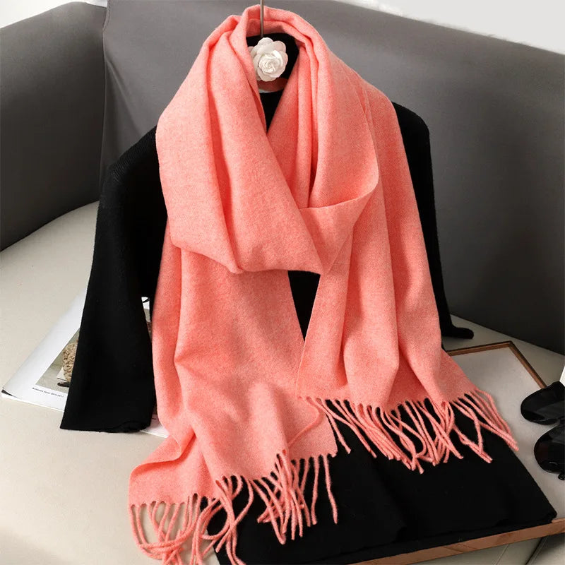 Bufanda de invierno lisa tacto cachemira