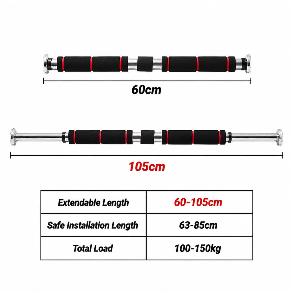 Barra de dominadas telescópica para puerta (60–105 cm)