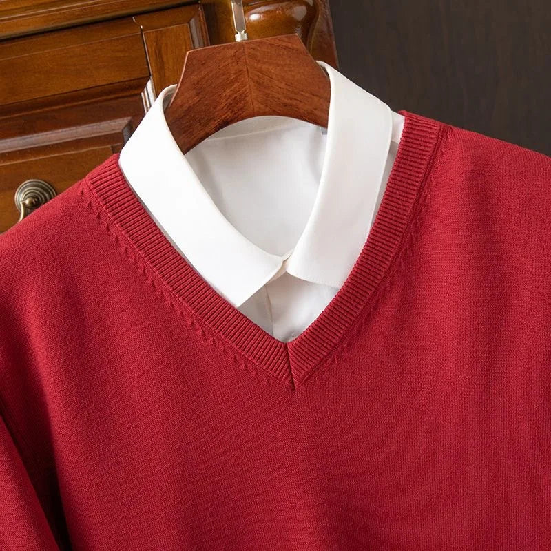 Jersey grueso de cuello pico para hombre