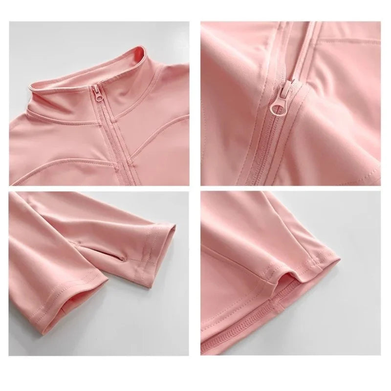 Chaqueta deportiva ajustada de secado rápido para mujer