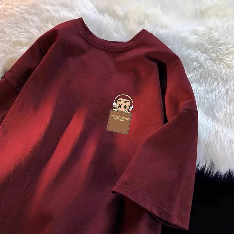 Camiseta oversize de algodón con estampado minimalista