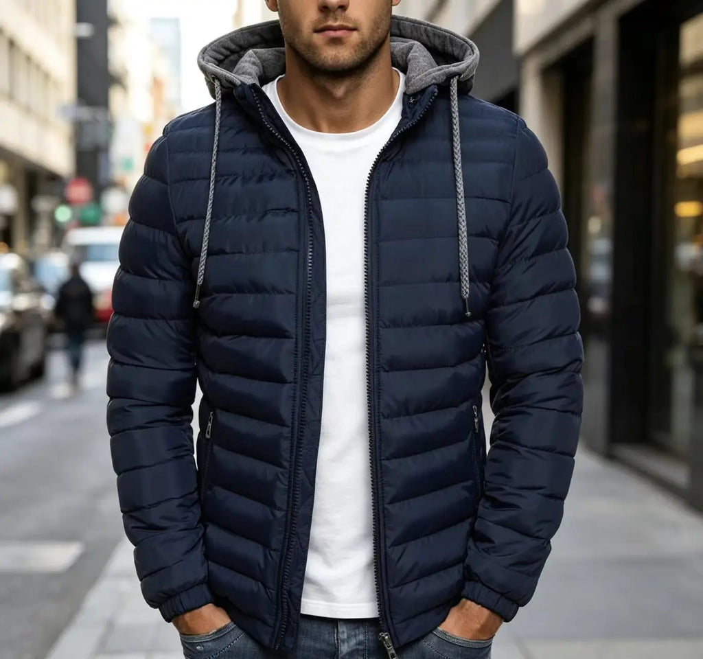 Chaqueta acolchada con capucha para hombre