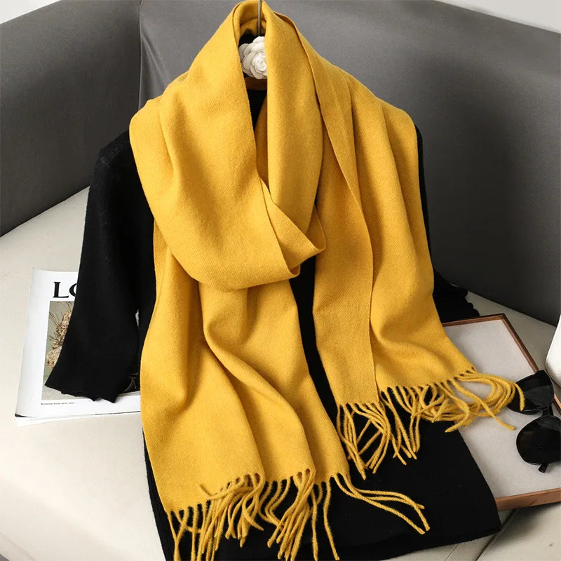 Bufanda de invierno lisa tacto cachemira