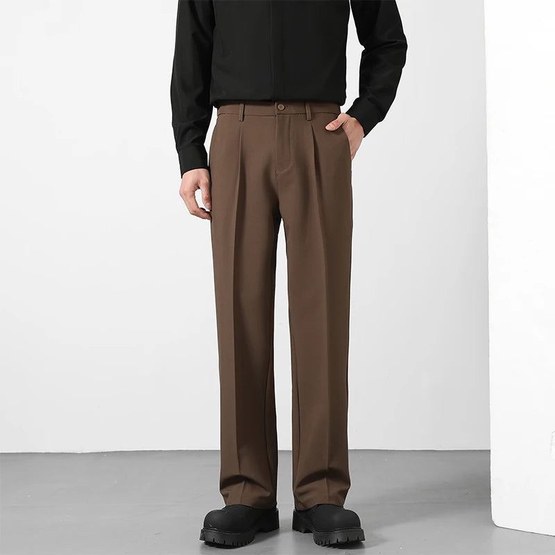 Pantalón de traje holgado de pierna recta para hombre