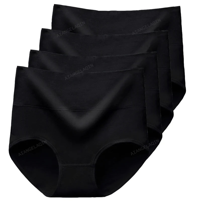 Pack de 4 bragas de cintura alta de algodón
