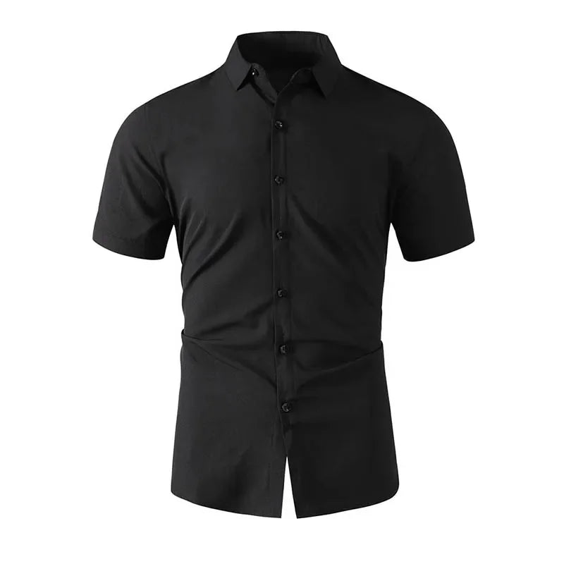 Camisa lisa de manga corta para hombre