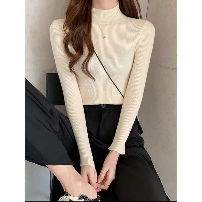 Jersey ajustado de cuello medio alto (talla única)