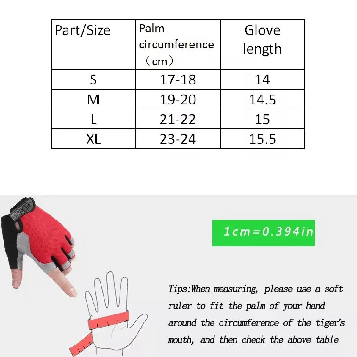 Guantes de gimnasio de medio dedo