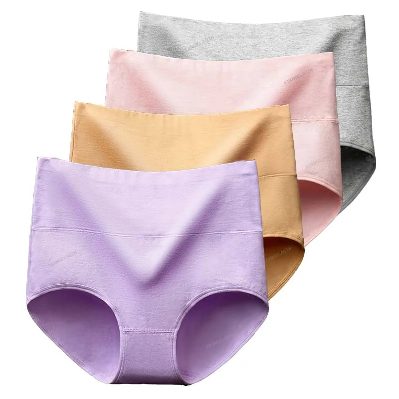 Pack de 4 bragas de cintura alta de algodón