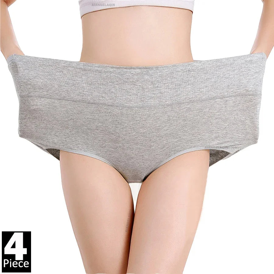 Pack de 4 bragas de cintura alta de algodón