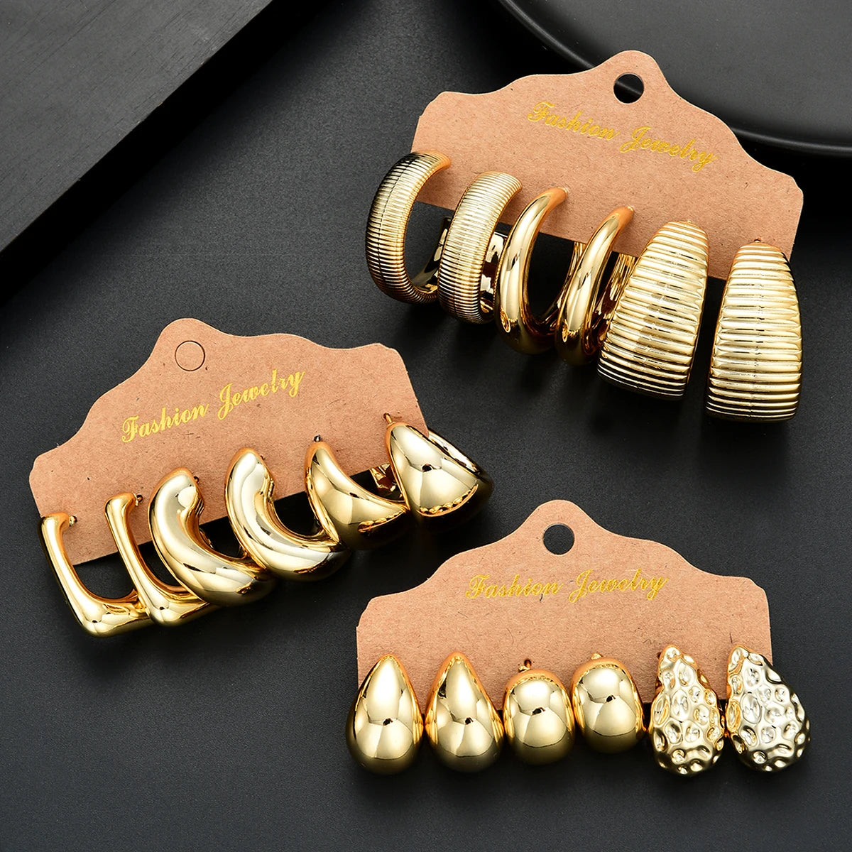 Set de pendientes de aro vintage (18 piezas)