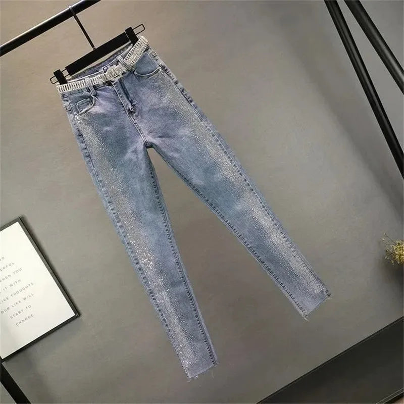 Vaquero pitillo de tiro alto elástico para mujer (hasta 5XL)