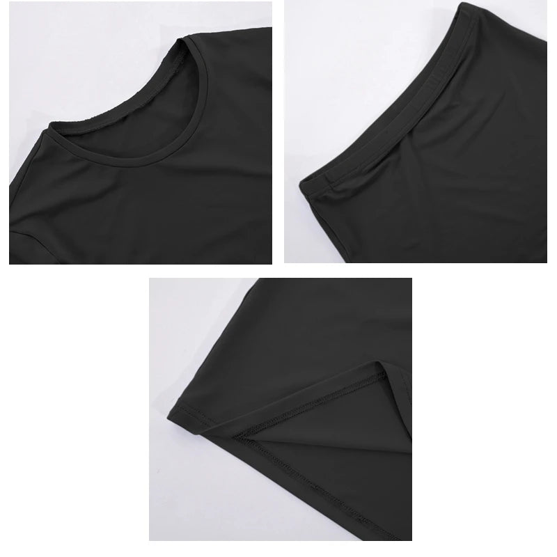 Conjunto de top corto de manga larga y falda midi