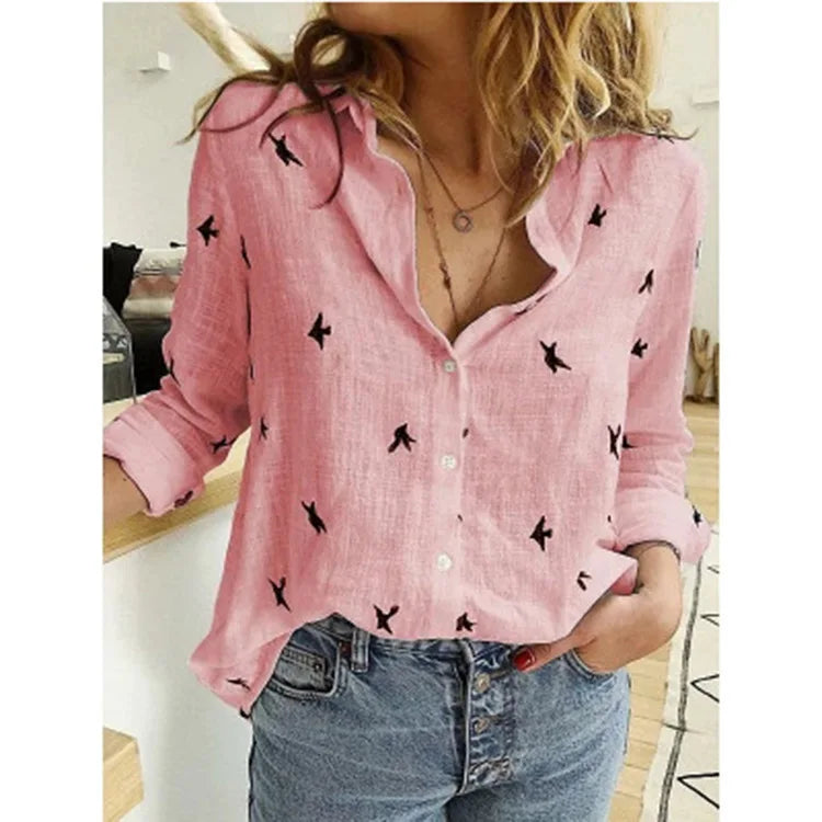 Camisa de algodón y lino con botones