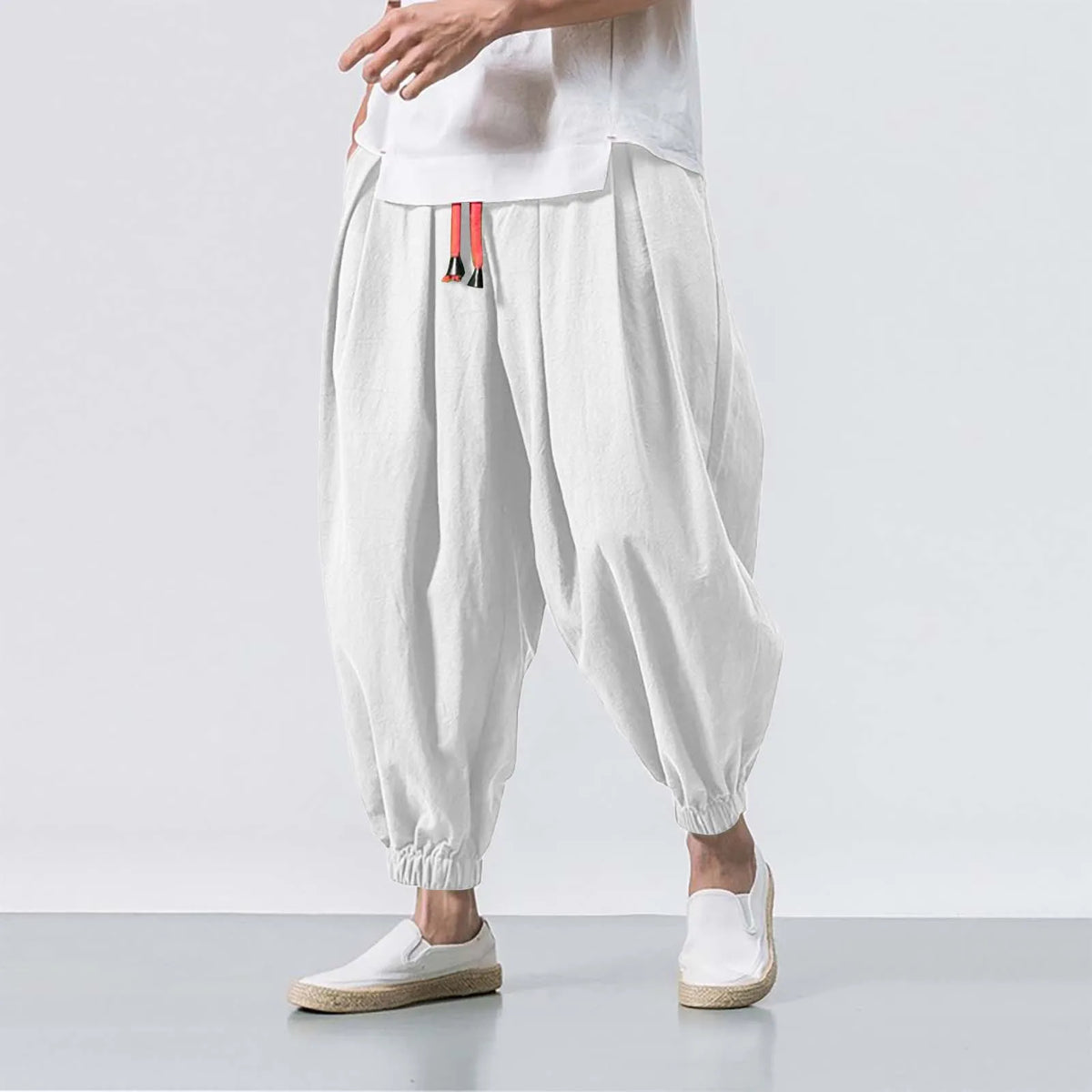 Pantalón holgado de lino para hombre (hasta 5XL)