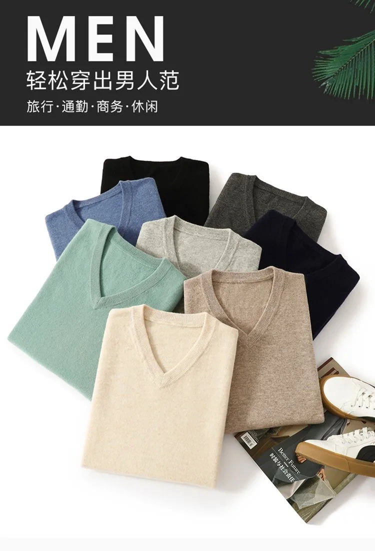 Jersey grueso de cuello pico para hombre